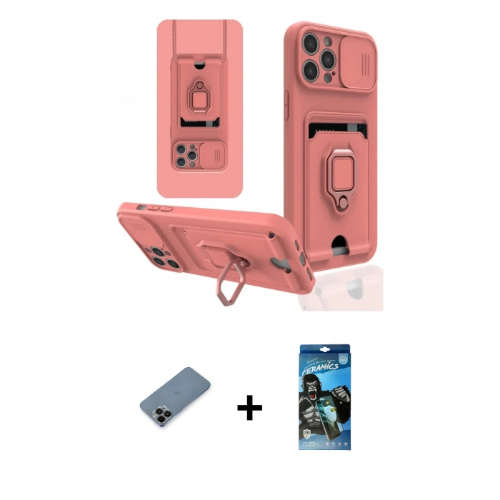 MARSİLYAN™- iPhone 12 Pro Max Kılıf Vadi Form Prime - Siyah 34D Izgaralı Cam + Shine Kamera Lens Koruma Cam - SH