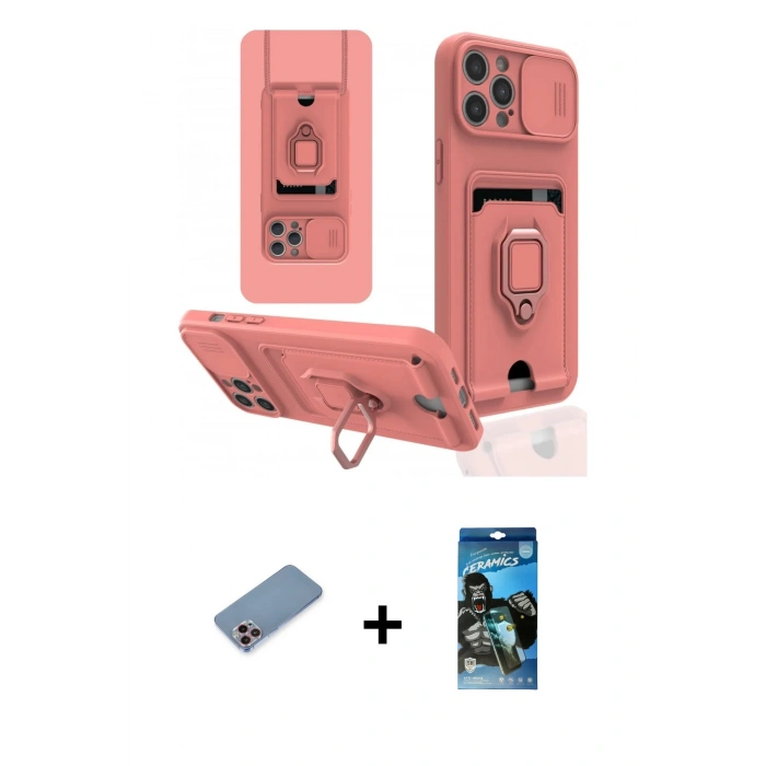 MARSİLYAN™- iPhone 12 Pro Max Kılıf Vadi Form Prime - Siyah 34D Izgaralı Cam + Shine Kamera Lens Koruma Cam - PE