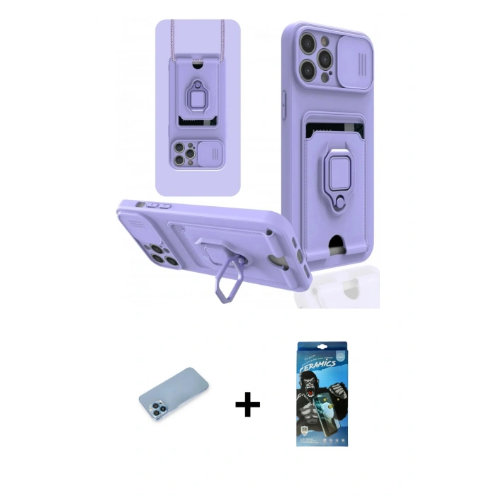 MARSİLYAN™- iPhone 12 Pro Max Kılıf Vadi Form Prime - Siyah 34D Izgaralı Cam + Shine Kamera Lens Koruma Cam - MI