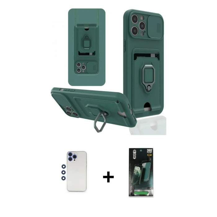 MARSİLYAN™- iPhone 12 Pro Max Kılıf Vadi Form Prime - Siyah 360 Mat Full Body Arka Koruyucu + Shine Kamera Lens - LT