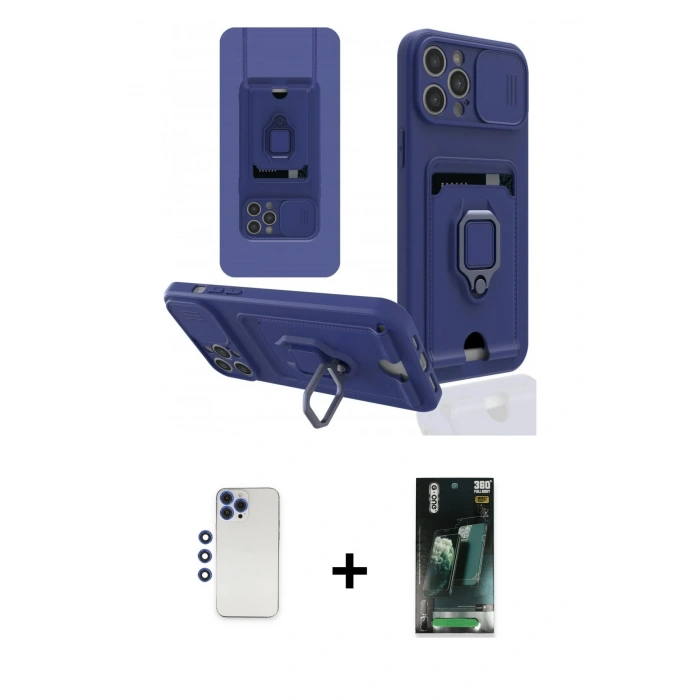 MARSİLYAN™- iPhone 12 Pro Max Kılıf Vadi Form Prime - Siyah 360 Mat Full Body Arka Koruyucu + Shine Kamera Lens - LT