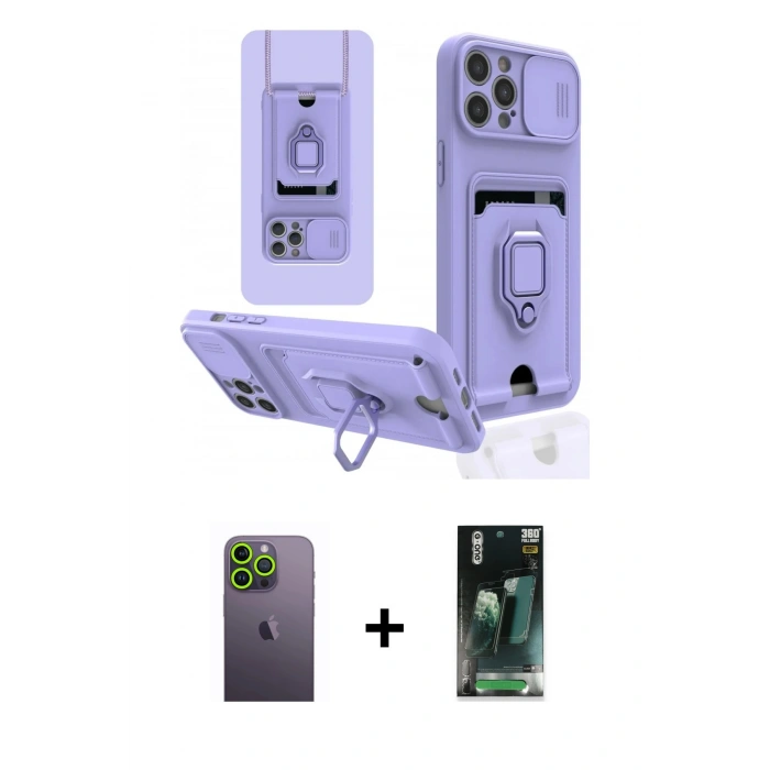 MARSİLYAN™- iPhone 12 Pro Max Kılıf Vadi Form Prime - Siyah 360 Mat Full Body Arka Koruyucu + Neon Fosforlu Kamera Lens - YL