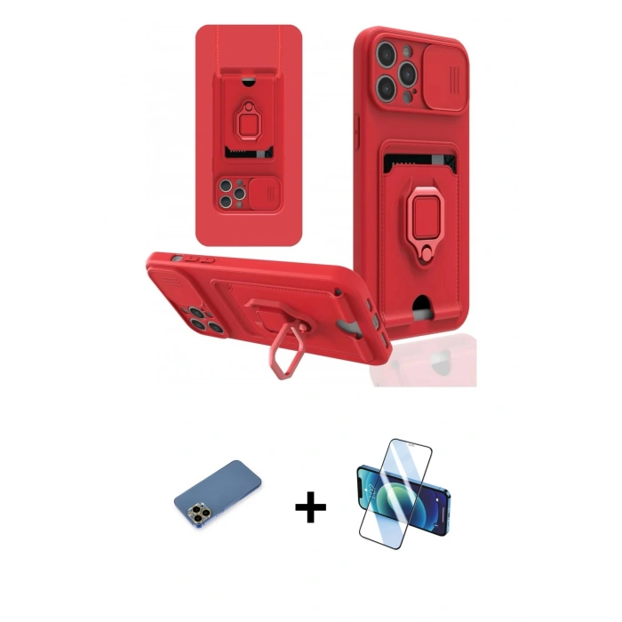 MARSİLYAN™- iPhone 12 Pro Max Kılıf Vadi Form Prime - Siyah 3D Antistatik Cam Ekran Koruyucu + Shine Kamera Lens Koruma Cam - GD