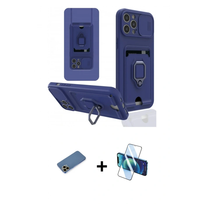 MARSİLYAN™- iPhone 12 Pro Max Kılıf Vadi Form Prime - Siyah 3D Antistatik Cam Ekran Koruyucu + Shine Kamera Lens Koruma Cam - GD