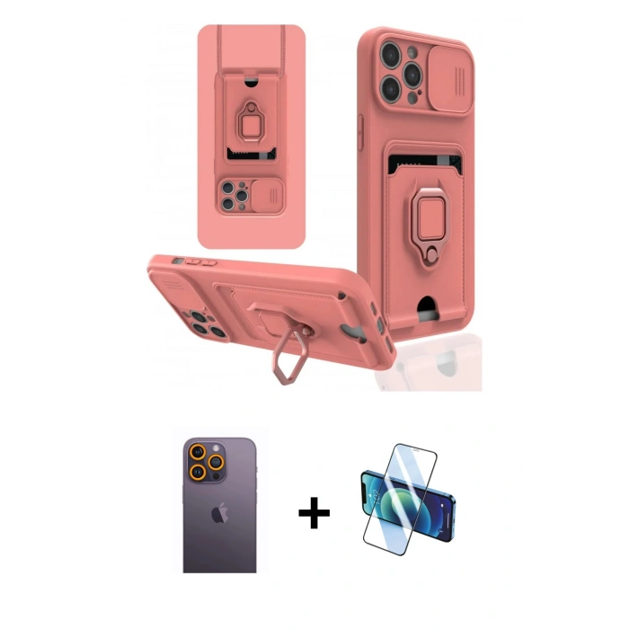 MARSİLYAN™- iPhone 12 Pro Max Kılıf Vadi Form Prime - Siyah 3D Antistatik Cam Ekran Koruyucu + Neon Fosforlu Kamera Lens - SI