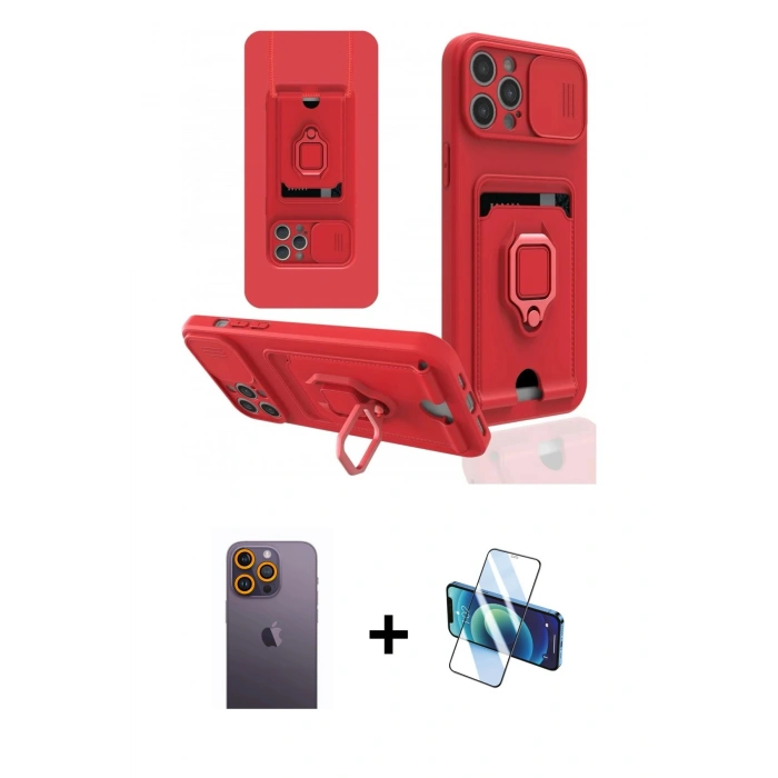 MARSİLYAN™- iPhone 12 Pro Max Kılıf Vadi Form Prime - Siyah 3D Antistatik Cam Ekran Koruyucu + Neon Fosforlu Kamera Lens - SI
