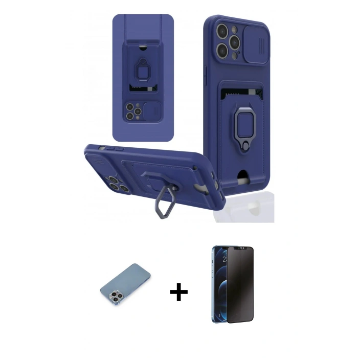 MARSİLYAN™- iPhone 12 Pro Max Kılıf Vadi Form Prime - Siyah 3D Antistatik Hayalet Cam Ekran Koruyucu + Shine Kamera Lens Koruma Cam - GI