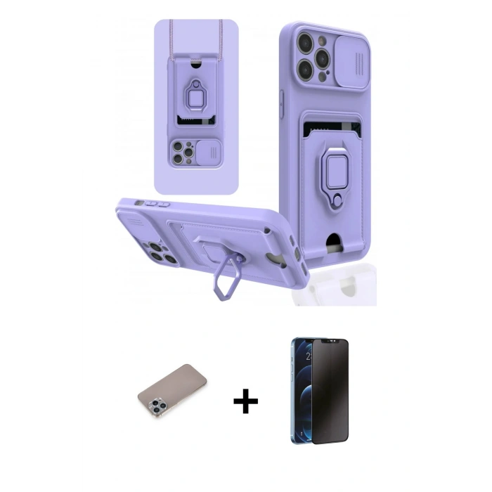 MARSİLYAN™- iPhone 12 Pro Max Kılıf Vadi Form Prime - Siyah 3D Antistatik Hayalet Cam Ekran Koruyucu + Shine Kamera Lens Koruma Cam - SABE