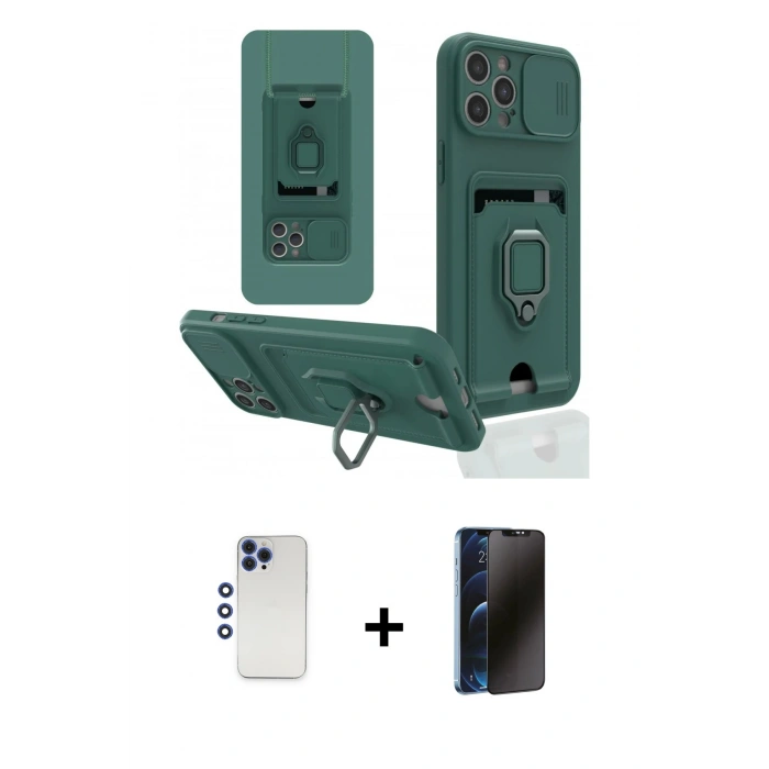 MARSİLYAN™- iPhone 12 Pro Max Kılıf Vadi Form Prime - Siyah 3D Antistatik Hayalet Cam Ekran Koruyucu + Shine Kamera Lens - LT