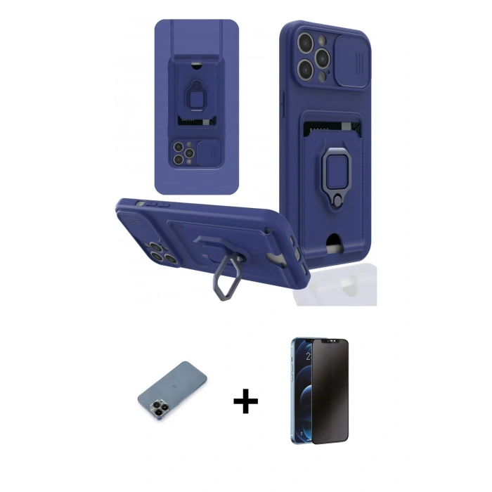 MARSİLYAN™- iPhone 12 Pro Max Kılıf Vadi Form Prime - Siyah 3D Antistatik Hayalet Cam Ekran Koruyucu + Shine Kamera Lens Koruma Cam - SH