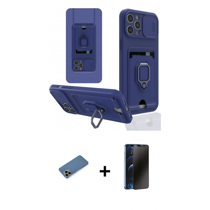 MARSİLYAN™- iPhone 12 Pro Max Kılıf Vadi Form Prime - Siyah 3D Antistatik Hayalet Cam Ekran Koruyucu + Shine Kamera Lens Koruma Cam - GD