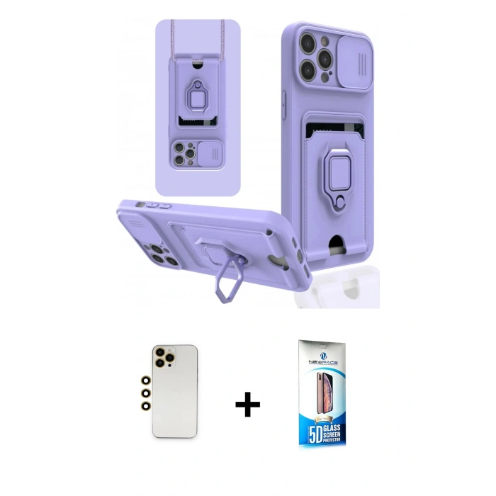 MARSİLYAN™- iPhone 12 Pro Max Kılıf Vadi Form Prime - Siyah 5D Eko Cam Ekran Koruyucu + Shine Kamera Lens - GD
