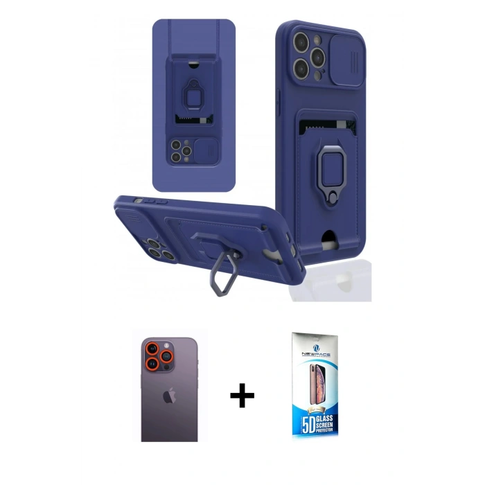 MARSİLYAN™- iPhone 12 Pro Max Kılıf Vadi Form Prime - Siyah 5D Eko Cam Ekran Koruyucu + Turuncu Neon Fosforlu Kamera Lens