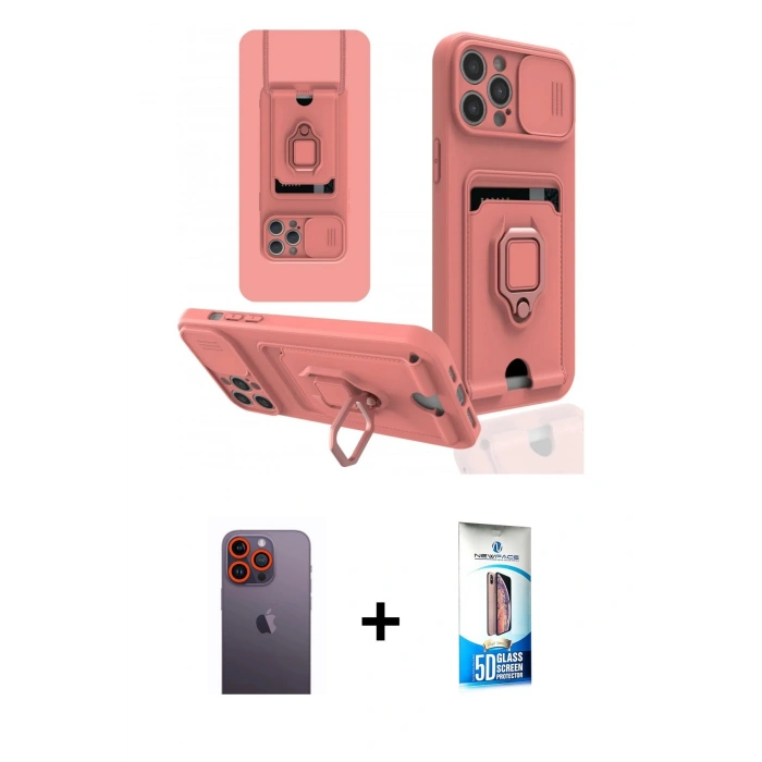 MARSİLYAN™- iPhone 12 Pro Max Kılıf Vadi Form Prime - Siyah 5D Eko Cam Ekran Koruyucu + Turuncu Neon Fosforlu Kamera Lens