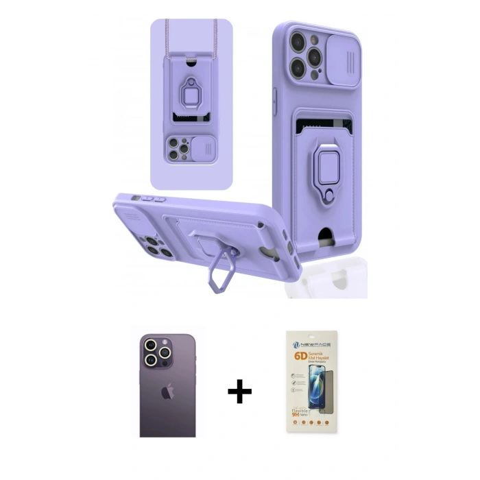MARSİLYAN™- iPhone 12 Pro Max Kılıf Vadi Form Prime - Siyah 6D Mat Seramik Hayalet Nano Ekran Koruyucu + Beyaz Neon Fosforlu Kamera Lens