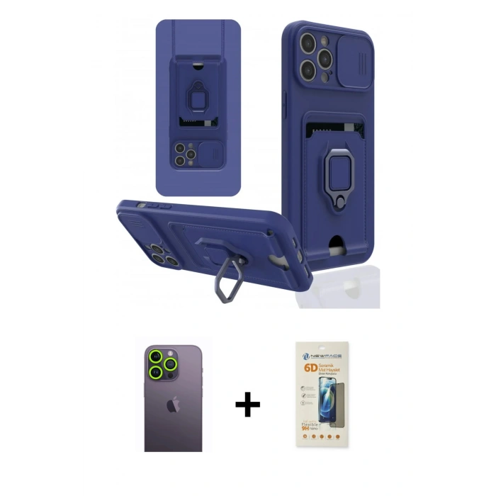 MARSİLYAN™- iPhone 12 Pro Max Kılıf Vadi Form Prime - Siyah 6D Mat Seramik Hayalet Nano Ekran Koruyucu + Neon Fosforlu Kamera Lens - YL