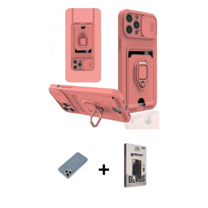 MARSİLYAN™- iPhone 12 Pro Max Kılıf Vadi Form Prime - Siyah Bilvis Hayalet Cam Ekran Koruyucu + Gümüş Metal Kamera Lens Koruma Cam