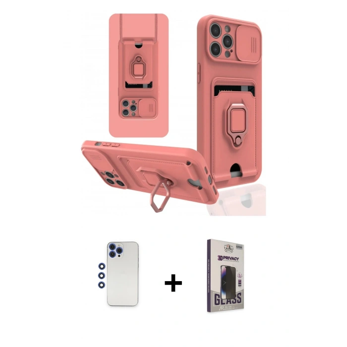 MARSİLYAN™- iPhone 12 Pro Max Kılıf Vadi Form Prime - Siyah Bilvis Hayalet Cam Ekran Koruyucu + Lacivert Shine Kamera Lens