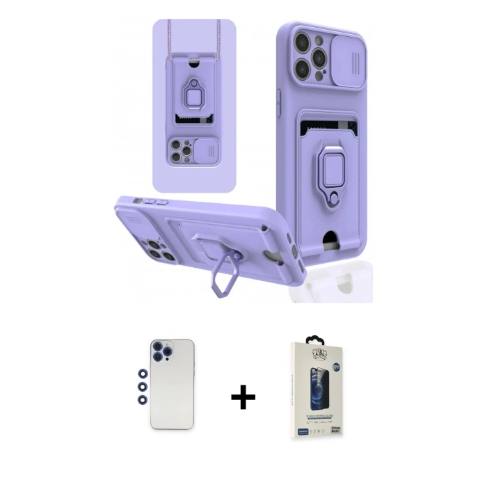 MARSİLYAN™- iPhone 12 Pro Max Kılıf Vadi Form Prime - Siyah Bilvis Hayalet Cam Ekran Koruyucu + Shine Kamera Lens - LT