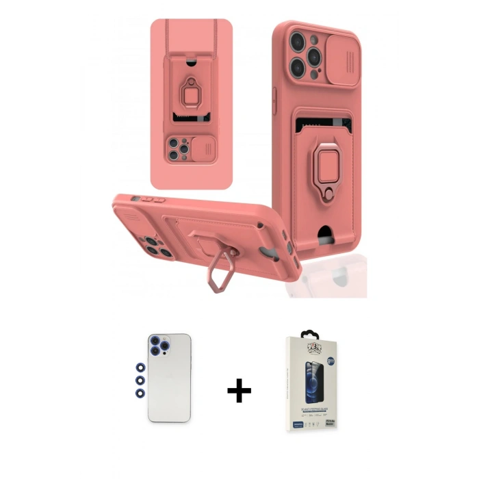 MARSİLYAN™- iPhone 12 Pro Max Kılıf Vadi Form Prime - Siyah Bilvis Hayalet Cam Ekran Koruyucu + Shine Kamera Lens - LT