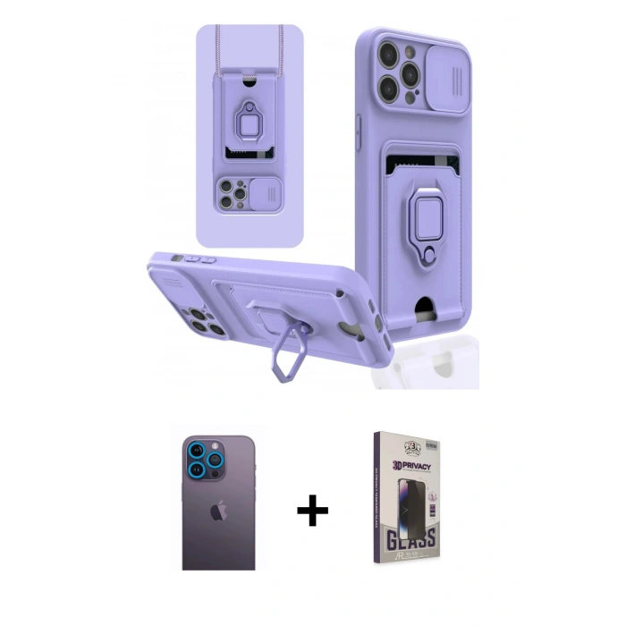 MARSİLYAN™- iPhone 12 Pro Max Kılıf Vadi Form Prime - Siyah Bilvis Hayalet Cam Ekran Koruyucu + Neon Fosforlu Kamera Lens - MI