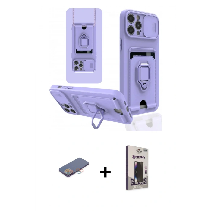 MARSİLYAN™- iPhone 12 Pro Max Kılıf Vadi Form Prime - Siyah Bilvis Hayalet Cam Ekran Koruyucu + Renkli Kamera Lens Koruma Cam - PE