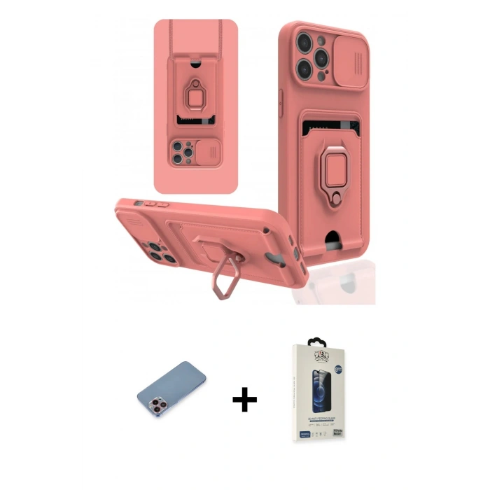MARSİLYAN™- iPhone 12 Pro Max Kılıf Vadi Form Prime - Siyah Bilvis Hayalet Cam Ekran Koruyucu + Shine Kamera Lens Koruma Cam - PE