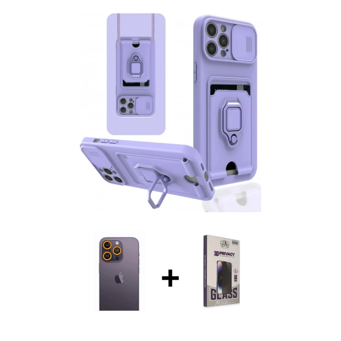 MARSİLYAN™- iPhone 12 Pro Max Kılıf Vadi Form Prime - Siyah Bilvis Hayalet Cam Ekran Koruyucu + Neon Fosforlu Kamera Lens - SI
