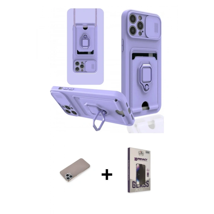 MARSİLYAN™- iPhone 12 Pro Max Kılıf Vadi Form Prime - Siyah Bilvis Hayalet Cam Ekran Koruyucu + Shine Kamera Lens Koruma Cam - SABE