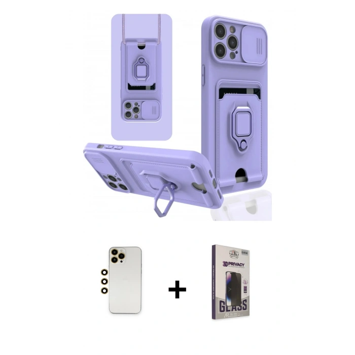 MARSİLYAN™- iPhone 12 Pro Max Kılıf Vadi Form Prime - Siyah Bilvis Hayalet Cam Ekran Koruyucu + Shine Kamera Lens - GD