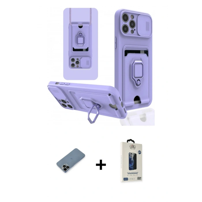 MARSİLYAN™- iPhone 12 Pro Max Kılıf Vadi Form Prime - Siyah Bilvis Hayalet Cam Ekran Koruyucu + Shine Kamera Lens Koruma Cam - SH