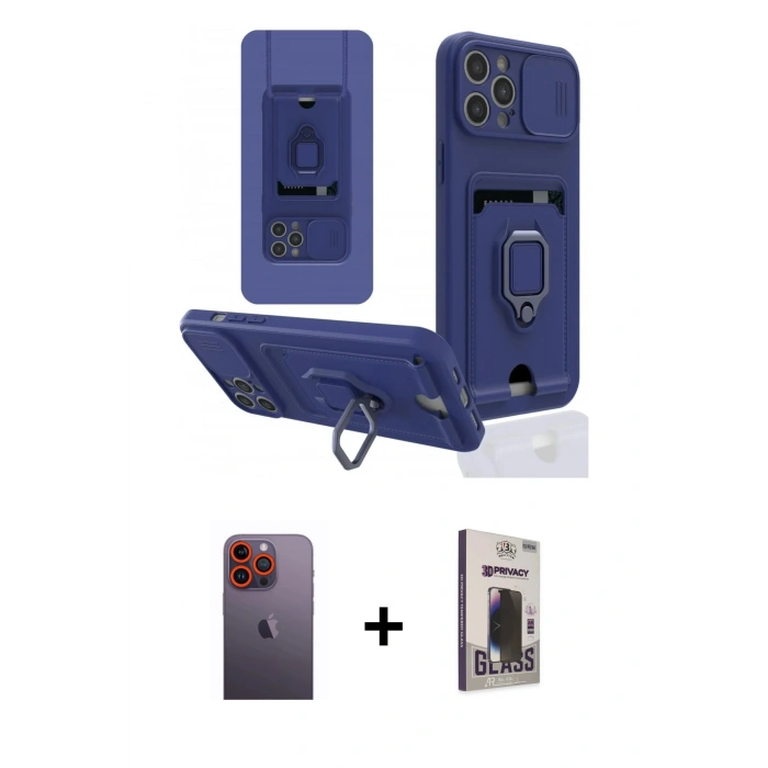 MARSİLYAN™- iPhone 12 Pro Max Kılıf Vadi Form Prime - Siyah Bilvis Hayalet Cam Ekran Koruyucu + Neon Fosforlu Kamera Lens - TU
