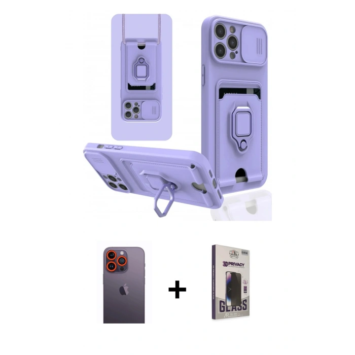 MARSİLYAN™- iPhone 12 Pro Max Kılıf Vadi Form Prime - Siyah Bilvis Hayalet Cam Ekran Koruyucu + Neon Fosforlu Kamera Lens - TU