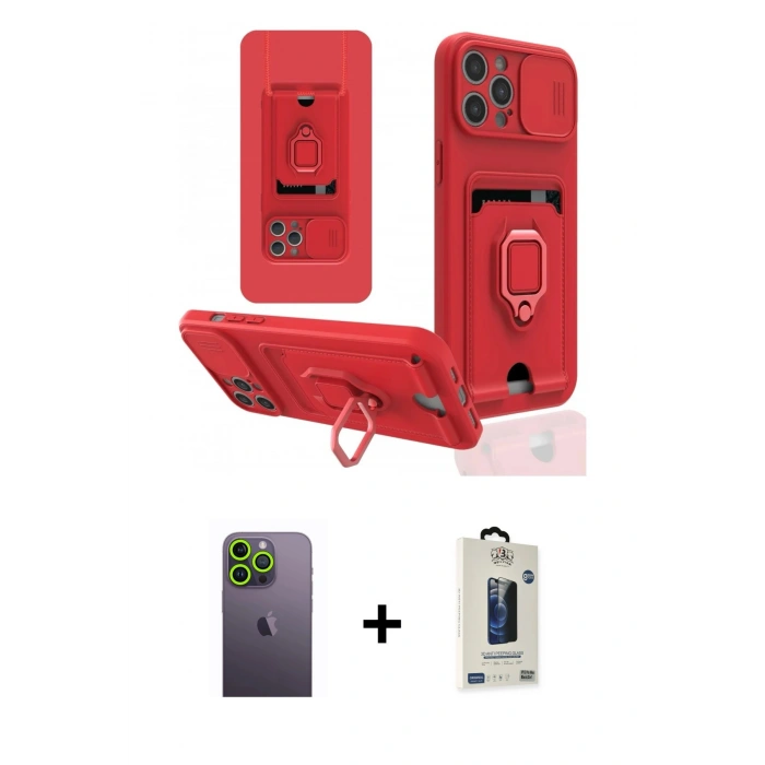 MARSİLYAN™- iPhone 12 Pro Max Kılıf Vadi Form Prime - Siyah Bilvis Hayalet Cam Ekran Koruyucu + Yeşil Neon Fosforlu Kamera Lens