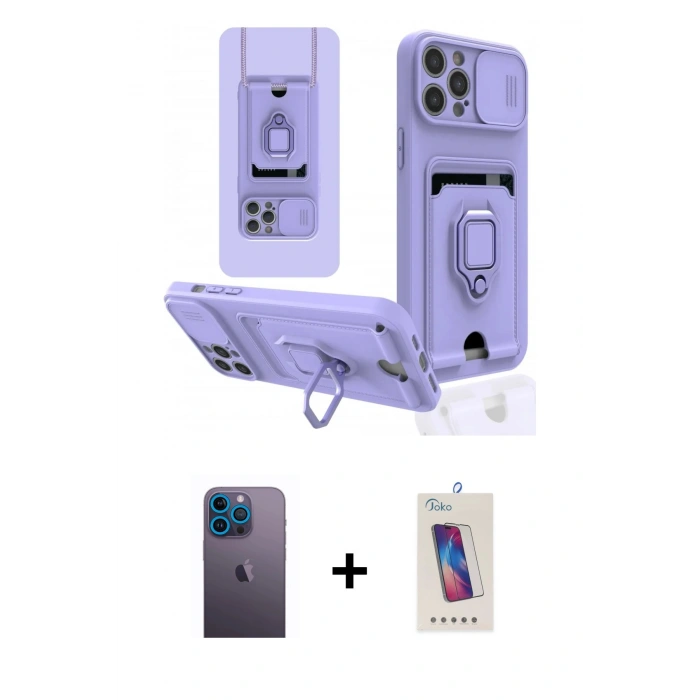 MARSİLYAN™- iPhone 12 Pro Max Kılıf Vadi Form Prime - Siyah Joko 5D Cam + Neon Fosforlu Kamera Lens - MI