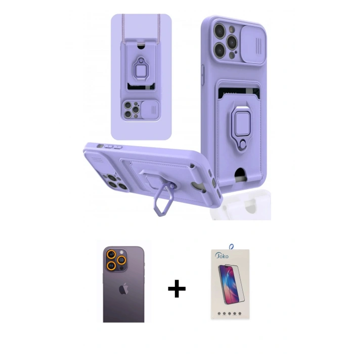 MARSİLYAN™- iPhone 12 Pro Max Kılıf Vadi Form Prime - Siyah Joko 5D Cam + Neon Fosforlu Kamera Lens - SI