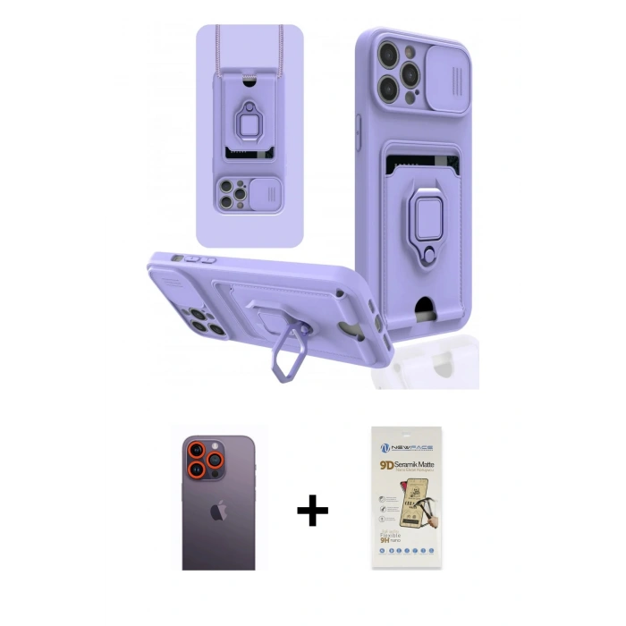 MARSİLYAN™- iPhone 12 Pro Max Kılıf Vadi Form Prime - Siyah Mat Seramik Nano Ekran Koruyucu + Neon Fosforlu Kamera Lens - TU