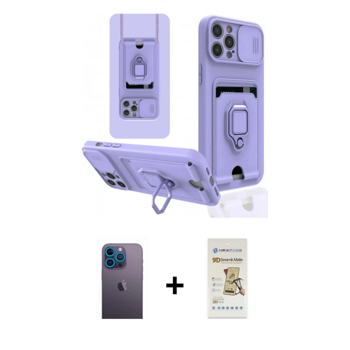 MARSİLYAN™- iPhone 12 Pro Max Kılıf Vadi Form Prime - Siyah Mat Seramik Nano Ekran Koruyucu + Neon Fosforlu Kamera Lens - MI