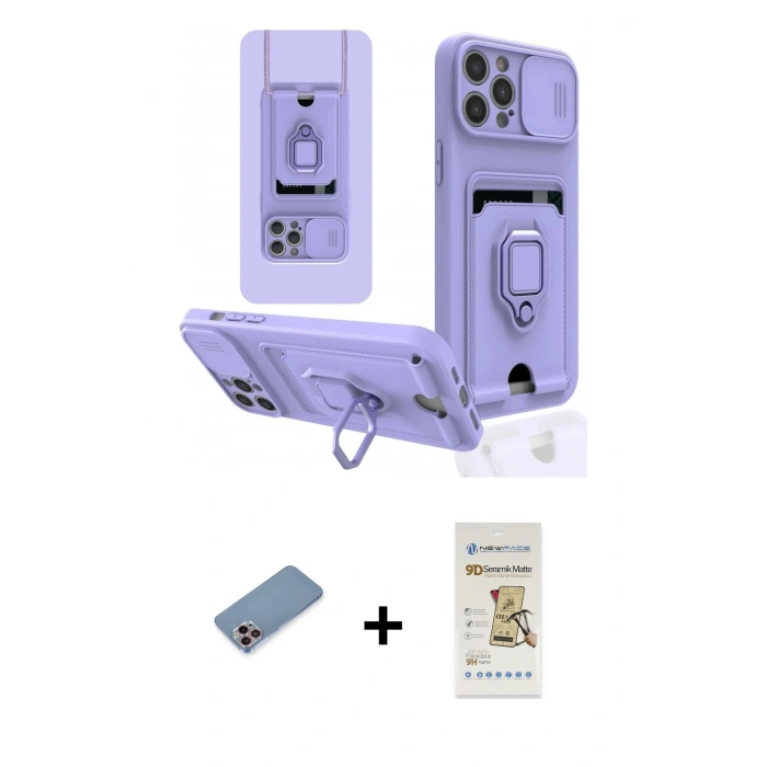 MARSİLYAN™- iPhone 12 Pro Max Kılıf Vadi Form Prime - Siyah Mat Seramik Nano Ekran Koruyucu + Shine Kamera Lens Koruma Cam - PE