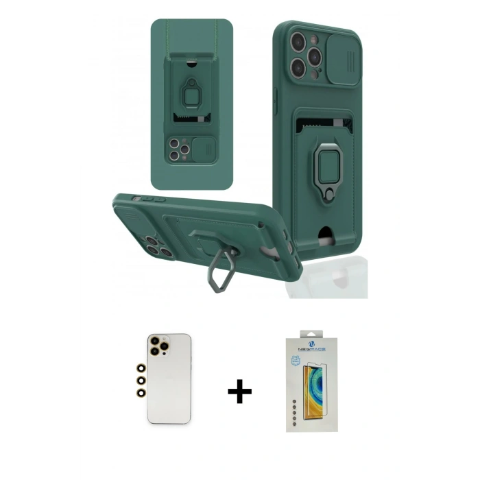 MARSİLYAN™- iPhone 12 Pro Max Kılıf Vadi Form Prime - Siyah Polymer Nano Ekran Koruyucu + Shine Kamera Lens - GD