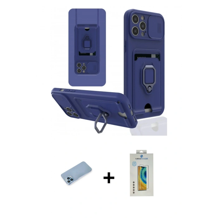 MARSİLYAN™- iPhone 12 Pro Max Kılıf Vadi Form Prime - Siyah Polymer Nano Ekran Koruyucu + Shine Kamera Lens Koruma Cam - MI