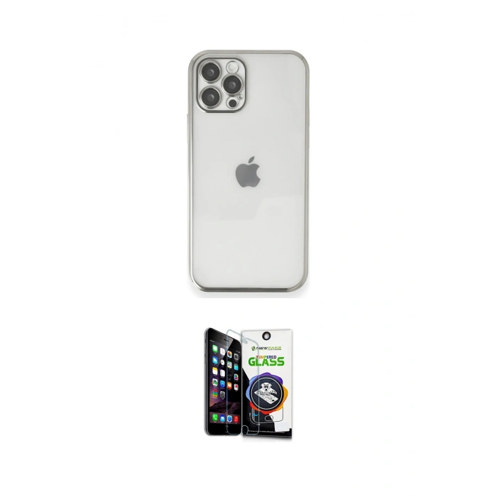 MARSİLYAN™- iPhone 12 Pro Max Kılıf Vadi Minimal - Şeffaf Temperli Cam Ekran Koruyucu