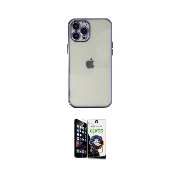MARSİLYAN™- iPhone 12 Pro Max Kılıf Vadi Minimal - Şeffaf Temperli Cam Ekran Koruyucu