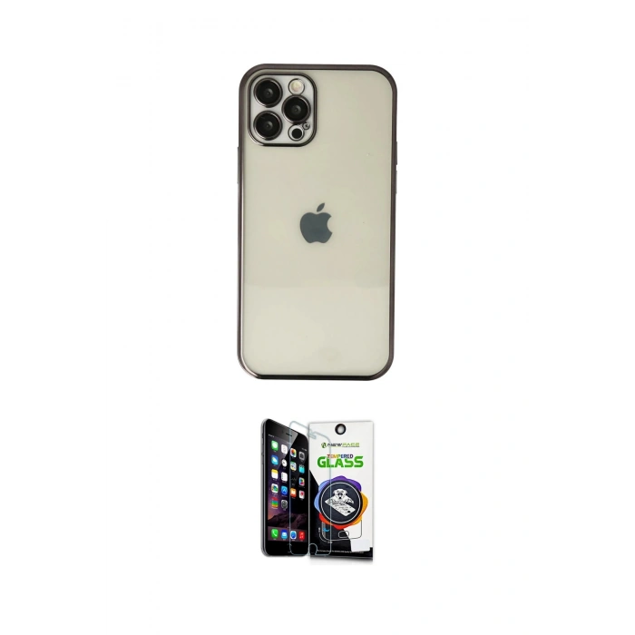 MARSİLYAN™- iPhone 12 Pro Max Kılıf Vadi Minimal - Şeffaf Temperli Cam Ekran Koruyucu