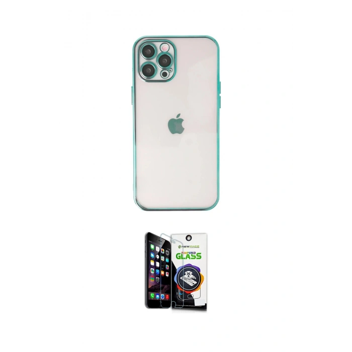 MARSİLYAN™- iPhone 12 Pro Max Kılıf Vadi Minimal - Şeffaf Temperli Cam Ekran Koruyucu