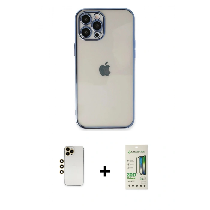 MARSİLYAN™- iPhone 12 Pro Max Kılıf Vadi Minimal - Siyah 20D Premium Cam Ekran Koruyucu + Shine Kamera Lens - GD