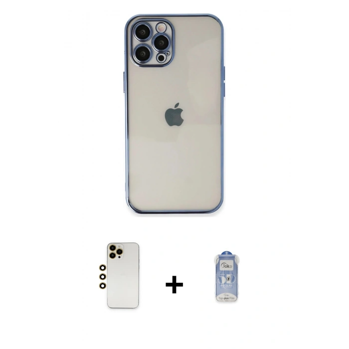 MARSİLYAN™- iPhone 12 Pro Max Kılıf Vadi Minimal - Siyah Joko Magic 5D Cam + Shine Kamera Lens - GD