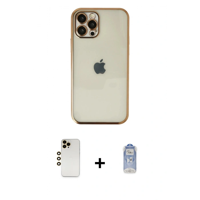 MARSİLYAN™- iPhone 12 Pro Max Kılıf Vadi Minimal - Siyah Joko Magic 5D Cam + Shine Kamera Lens - GD