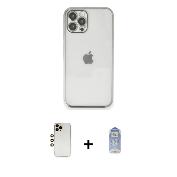 MARSİLYAN™- iPhone 12 Pro Max Kılıf Vadi Minimal - Siyah Joko Magic 5D Cam + Shine Kamera Lens - GD