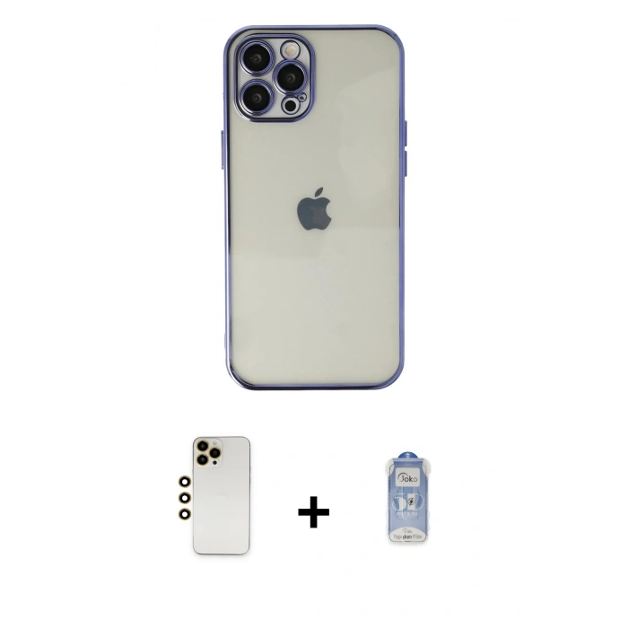 MARSİLYAN™- iPhone 12 Pro Max Kılıf Vadi Minimal - Siyah Joko Magic 5D Cam + Shine Kamera Lens - GD